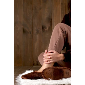 Kışlık Kaymaz Deri Taban Ev Patiği Ptk-Kw Kahve