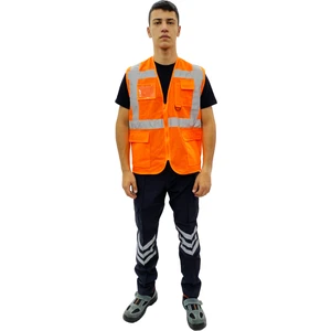 Att Stil Tekstil Reflektörlü Işçi Yelek - Turuncu