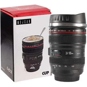 Mujgan Objektif Görünümlü Lens Çelik Kupa Kahve + Çay Termosu