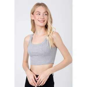 Kadın Ince Askılı Kaşkorse Crop Büstiyer Atlet 6110 Gri