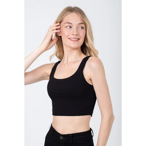 Kadın Ince Askılı Kaşkorse Crop Büstiyer Atlet 6110 Siyah