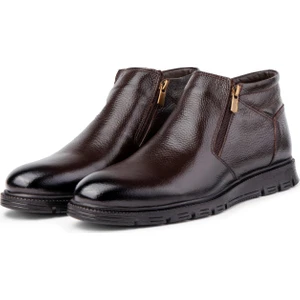 Moyna  Deri Kauçuk Taban Erkek Kürklü Bot, Içi Kürklü Bot