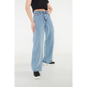 Kadın Kar Yıkama Bol Paça Wide Leg Jeanssalaş Geniş Paça Kot Pantolon(Süper Yüksek Bel)