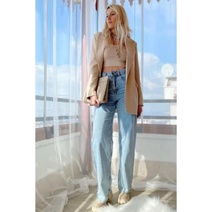 Kadın  Azul Kar Yıkama Bol Paça Denim Kot Pantolon