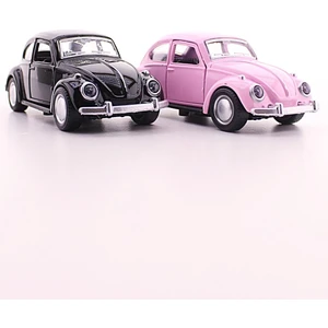 Deco Elit 2 Adet Siyah Pembe Metal Vosvos Araba Dıe Cast Büyük Boy 12CM