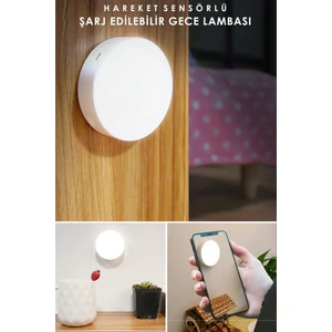 1ADET Beyaz Işık USB Şarjlı Akıllı Hareket Sensörlü Kablosuz Spot LED Lamba