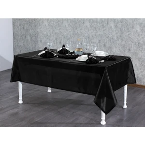 Kristal Monoray Kumaş Siyah Masa Örtüsü ve Peçeteli Sofra Takımı 8 Kişilik Dikdörtgen 160x220 cm 17 Parça - 949