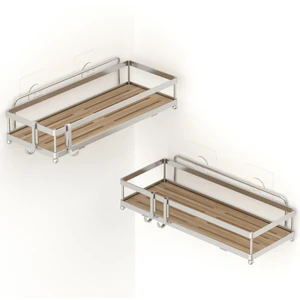 Teknotel Yapışkanlı Kancalı 2'li Banyo & mutfak Rafı Silver ST280H