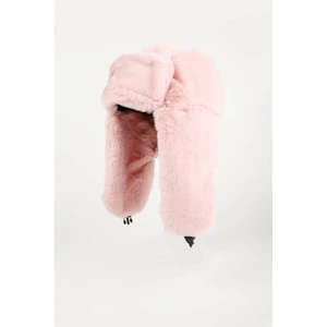 Pudra Pembe Kürk Şapka - Peluş Şapka