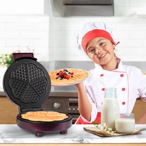 Sweet 1000W Taşmayı Önleyen Derin Plakalı Aşırı Isınmaya Dayanıklı Waffle Makinesi Mor