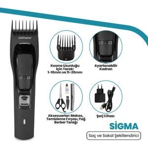 Sigma GM-8144 Kablosuz & Kablolu Li-Ion Saç ve Sakal Şekillendirme Makinesi