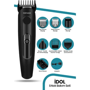 Idol Paslanmaz Çelik Bıçaklı Hızlı Şarj Özellikli 11IN1 Erkek Bakım Seti GM8173