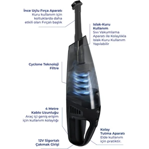 GM-7554 Automax Araç Tipi Elektrik Süpürgesi - Siyah