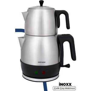 GoldMaster İnoxx Geniş Hazneli XL Paslanmaz Çelik Damlatmaz Çelik Çay Makinesi Ve Su Isıtıcı