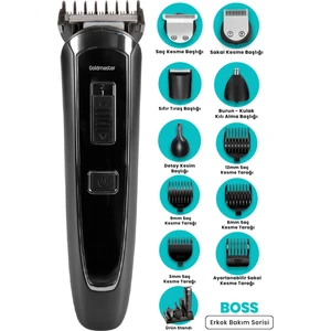 Boss Şarjlı Kablolu & Kablosuz Standlı Lithium Ion 10 In 1 Erkek Bakım Seti Boss GM-8192