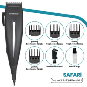 Safari GM8174 Kablolu Ac Güçlü Motor Ayarlanabilir Sessiz Saç Sakal Kesme Makinesi