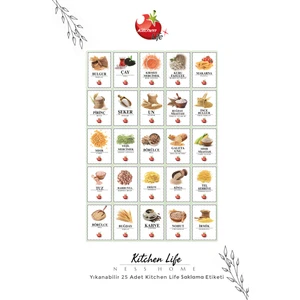 Kitchen Life 25 Adet Yıkanabilir Görselli Saklama Kabı ve Baharat Etiketi - Stickerı
