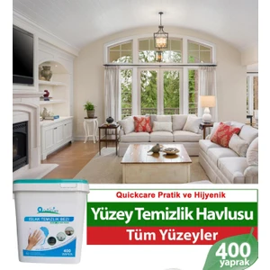 Quick Care Dezenfektanlı Yüzey Temizlik Havlusu 400 Yaprak, Yedek Poşet Aloe Vera Kokulu