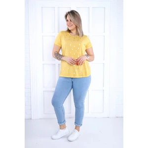 Sea Moda Ananas Baskı Yağ Yıkama Tshirt-Sarı