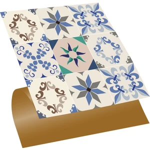 Kendinden Yapışkanlı Mavi Yıldız 9'lu Desenli Pvc Karo 30x30 cm 11 Adet 1m2