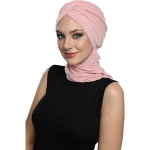 Fidan Bone Çapraz W Atkılı Pudra Hazır Türban Tesettür Bone