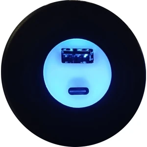 USB & Typ-C Işıklı Araç Şarj Soketi 12-24V 2,4A