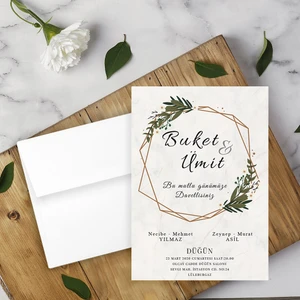 Seyhan Davetiye Beyaz Zarflı Davetiye Düğün - Nişan - Kına - Nikah (100 Adet)