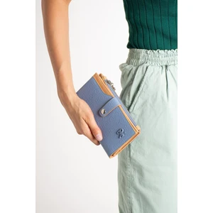 Paul Brand Mavi Baskı Desenli Kilit Detaylı 18 Bölmeli Kartlık Kadın Cüzdan 10X18CM PBU8020
