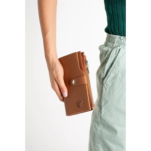 Paul Brand Taba Baskı Desenli Kilit Detaylı 18 Bölmeli Kartlık Kadın Cüzdan 10X18CM PBU8020