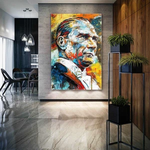 SML Tablo Mustafa Kemal Atatürk Karizma Bakışlı Portre Kanvas Tablo