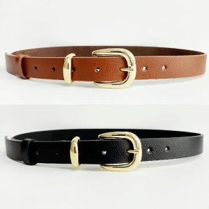 Deri Siyah-Taba Kadın Kemer 2'li Set Şık Tasarım ve Kalite