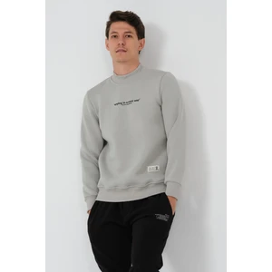 The Rule Erkek Ice Gri Regular Fit Yarım Balıkçı Yaka Baskılı Içi Yumuşak Tüylü Sweatshirt RF0302