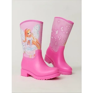 Sea & Blue Shoes Bloom Winx Baskılı Pembe Su Geçirmeyen Kız Çocuk Yağmur Çizmesi