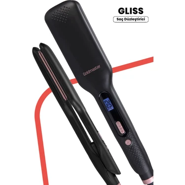 Goldmaster Gliss Dijital Ekranlı Turmalin Seramik Keratin Geniş Plakalı 360 Derece Dönebilir Kablo