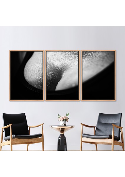 3 Parçalı Naturel Çerçeveli Kanvas Tablo, Göğüs Fotoğrafı Baskısı, Yatak Odası Sanat,