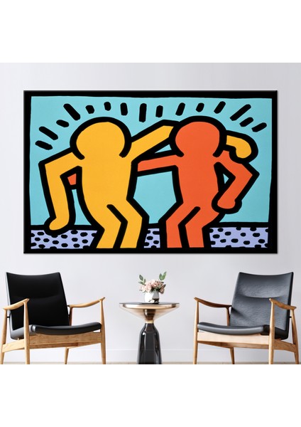 1 Parça Kanvas Tablo, Keith Haring Insanlara Sarılmak, Insanlara Sarılmak Baskılı,