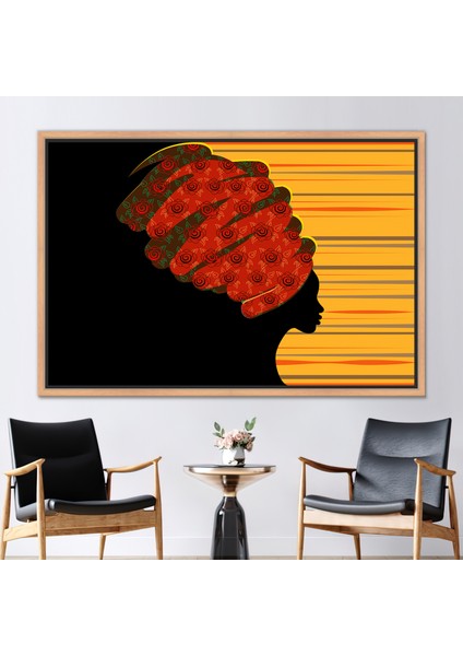 1 Parça Naturel Çerçeveli Kanvas Tablo, Silhueta Mulher Negra, Afrikalı Kız Kanvas Poster,