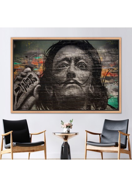 1 Parça Naturel Çerçeveli Kanvas Tablo, Salvador Dali Graffiti Resim, Grafiti Kanvas Dekor,