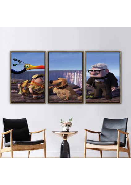 3 Parçalı Gold Çerçeveli Kanvas Tablo, Çocuk Kanvas Poster, Çocuk Odası Sanat,