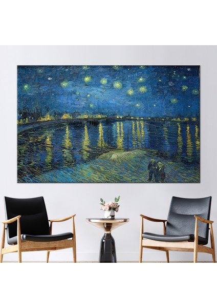 1 Parça Kanvas Tablo, Rhone Üzerinde Yıldızlı Gece, Starry Night Hediye Kanvas,