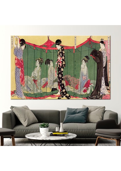 1 Parça Kanvas Tablo, Utamaro Kitagawa Sanat Eseri, Utamaro Kitagawa Kanvas, Japon Duvar Dekoru,