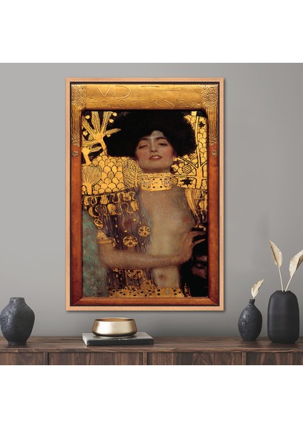 1 Parça Naturel Çerçeveli Kanvas Tablo, Judith ve Holofernes Başkanı Sanat, Gustav Klimt Sanat,