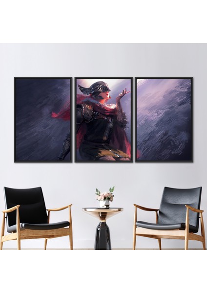 3 Parçalı Siyah Çerçeveli Kanvas Tablo, Soyut Posteri, Modern 3 Boyutlu Kanvas,