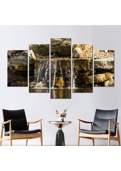 5 Parçalı Mix Kanvas Tablo, Şelale Sanat Eseri, Doğa Manzarası Kanvas Poster,