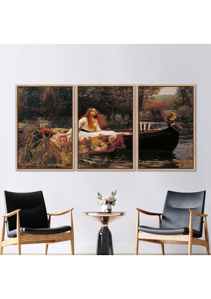 3 Parçalı Naturel Çerçeveli Kanvas Tablo, Tekne Kanvas Baskı, Ağaç Kanvas Poster,