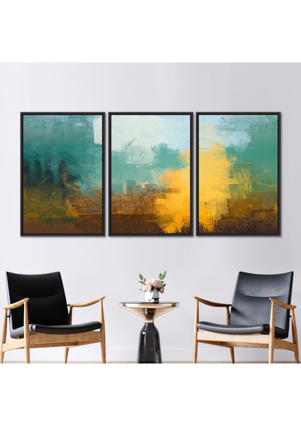 3 Parçalı Siyah Çerçeveli Kanvas Tablo, Renkli Resim, Modern Soyut Kanvas Baskı, Soyut Kanvas Baskı,