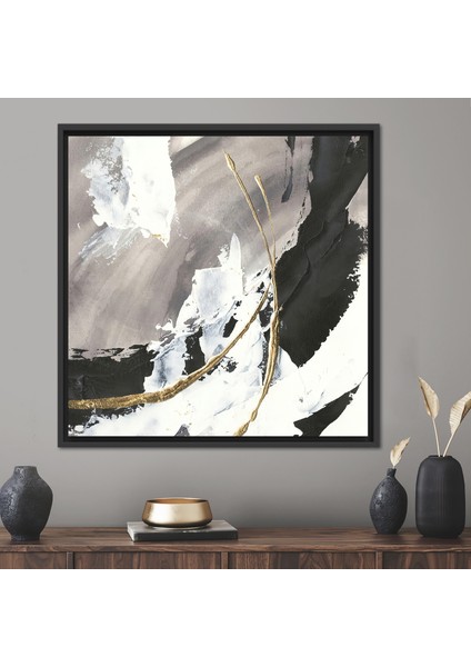 1 Parça Siyah Çerçeveli Kanvas Tablo, Modern Kanvas, Soyut Kanvas Dekor, Lüks Kanvas,