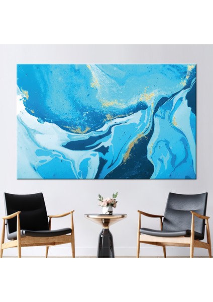 1 Parça Kanvas Tablo, Mavi Tonlar Mermer Sanat Eseri, Mermer Baskılı, Mavi Mermer Kanvas,