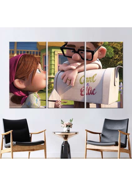 3 Parçalı Kanvas Tablo, Air House Baskılı, Carl ve Ellie Kanvas Poster, Çift Kanvas Poster,