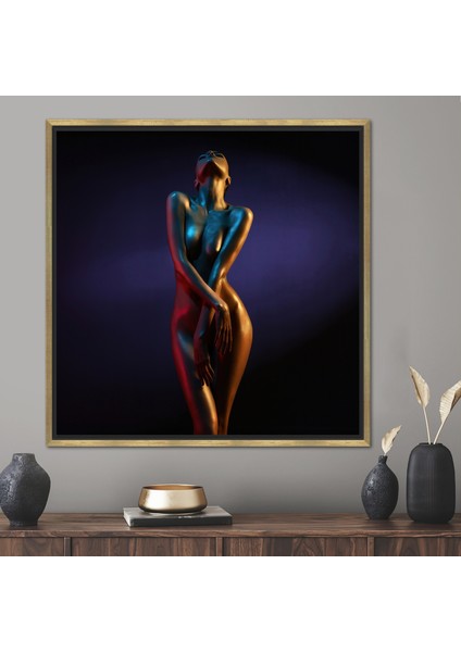 1 Parça Gold Çerçeveli Kanvas Tablo, Şehvetli Fotoğraf Kanvas, Yatak Odası Sanat Eseri,